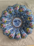 Talerz dekoracyjny Alcobaça Portugalia wypukły niebieski bardzo ciekawy 