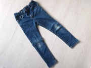 122 128 Elastyczne Jeansy Rurki Spodnie Zgrabne niebieskie granatowe