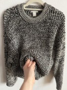 Solidny sweter H&M splot czarny biały stan bardzo dobry bez wad