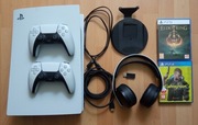 Konsola Playstation 5 + słuchawki + 2 kontrolery + 2 gry