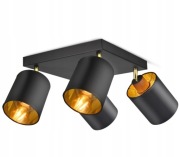 Lampa Plafon Żyrandol Ruchome Abażury Czarny Złoty