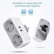 Adapter podróżny przejśćiówka do gniazdka UK Anglia na EU EUROPA 2 x USB