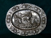 WMF imponująca patera, plakieta ze sceną bitwy