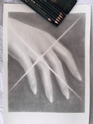 Rysunek dłoni z diamentem, oryginał 