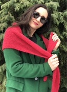 Wiosenny szal / chusta alpaka, jedwab, czerwona, lekka i ciepła, rękodzieło