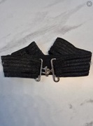 Czarny pasek ze srebrną klamrą mocno rozciągliwy