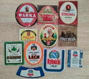Stare etykiety LECH WARKA OKOCIM OLSZTYN CZĘSTOCHOWA JĘDRZEJÓW 9 szt.