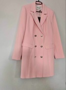 Płaszcz damski Edan S/36 jasnoróżowy, elegancki, złote guziki, na podszewce