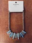 Reserved łańcuch niebieski boho srebrny naszyjnik bold duży błękitny y2k