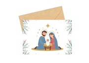 Pocztówka świąteczna z motywem Świętej Rodziny