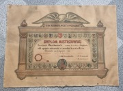 Dyplom Mistrzowski w zawodzie krawieckim rok 1922.