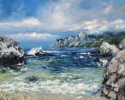 Obraz Olejny Płótno SZABRA Krajobraz Morski Ręcznie Malowany