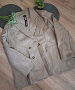 Oversizowa marynarka beżowa z efektem podstarzałej skóry nowa z metką 