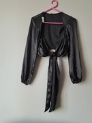 Nowa czarna bluzka wiązana  Xs/34 NLY one crop top satynowa?