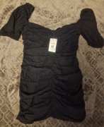 Czarna marszczona sukienka Stradivarius Rozmiar L