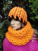 Komplet z wełny merynosa czapka i komin handmade