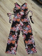 Marks & Spencer Per Una czarny kombinezon w kolorowe kwiaty jak nowy_ XL