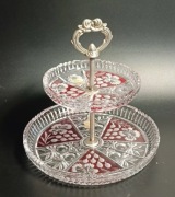 Kryształowa dwukolorowa patera Anna Hütte vintage