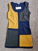 Sukienka w stylu "color block" a'la Piet Mondrian bez marki, nowa, rozm. S