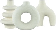 Zestaw 3 wazonów ceramicznych matowych biały styl nordycki dekoracja