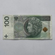Banknot kolekcjonerski 100zł seria AA 9637053 2012r.