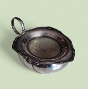 Sitko do odcedzania herbaty z tacką Vintage, pojemnikiem - posrebrzane