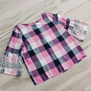 **markowa bluzka KRATKA bawełniana KORONKA