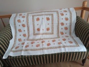 Obrus lniany 130 x 130 cm len retro Cepelia vintage PRL nieużywany 