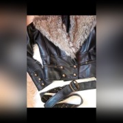 Kurtka kołnierz a'la królik futerko eco skóra S