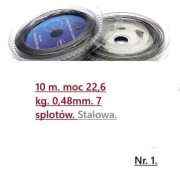 Linka stalowa na przypony lub dozbrojki wędkarskie. 10 m.