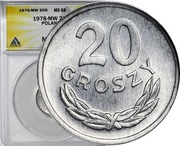 20 groszy 1976, mała data, mennicze ANACS MS68  MAX JEDYNA!!!