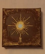 Obraz olejny 10x10 cm religijny, Bóg, Jezus, adoracja, modlitwa