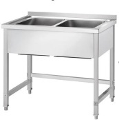 Stół ze zlewem 2-kom., bez półki 1000x600x850 mm skręcany Stalgast 675106