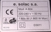 e. Solac mod A804, 1800W; elektroniczny regulator sterowania mocą ssania 