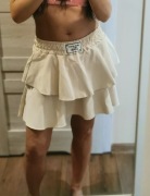 Spódnica mini falbany Uni beż nowa Italy Moda 