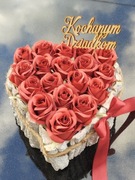 Stroik wiązanka na grób cmentarz pomnik sztuczne róże  dzień babci  dziadka