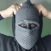 Wełniana kominiarka męska, szara maska narciarska, szara czapka z dzianiny