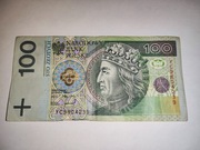 Banknot 100zł seria YC zastępcza testowa próbna