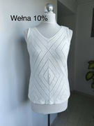 Ażurowy biały bezrękawnik / kamizelka z wełną