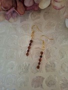 Kolczyki handmade srebro pozłacane z naturalnych kamieni hematyt granat 