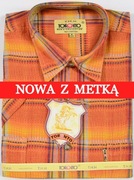 Koszula męska pomarańczowa w paski na krótki rękaw kołnierzyk 40/41 M