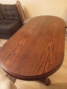 stół drewniany, rozsuwany, z korbką regulującą wysokość