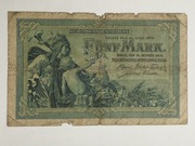 Banknot Niemcy Reichskassenschein 5 marek 1904r. seria Y numer 340425