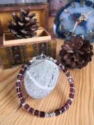 Bransoletka retro fioletowa szklana kostka 