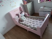 BUSUNGE ikea różowe rozsuwane regulowane łóżko 80x200 + MATERAC