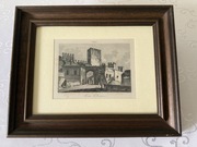 Antyczny Miedzioryt XIX w. Porta San Lorenzo Rzym Oryginał Drewnianej Ramie