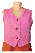 Nowa różowa krótka Kamizelka Bezrękawnik na guziki 2 XL 44