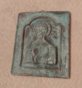 Ikonka prawosławna mosiężna XXw. carska, żołnierskia.