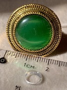 Pierścionek zielony z kamieniem kocim okiem