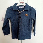 Longsleeve polo kołnierzyk minoti miś logo 86 92